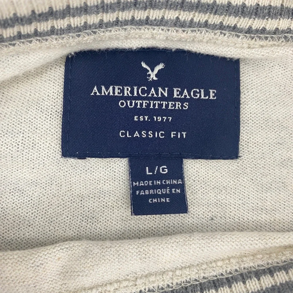 American Eagle Outfitters Beige Crewneck Sweater Preppy Casual Classic Fit L‎